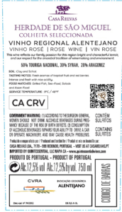 Herdade de São Miguel Colheita Seleccionada Rosé – Back Label – Non-Vintage