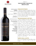 2017 Ironstone Reserve Meritage – Fact Sheet
