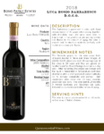 2018 Luca Bosio Barbaresco DOCG – Fact Sheet