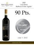 2020 Luca Bosio Barbera d’Alba ‘Egidio’ – 90 points, Decanter – Accolades Sell Sheet