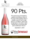 2022 Lucas & Lewellen Rosé of Pinot Noir – 90 points, Wine Enthusiast – Accolade Sell Sheet