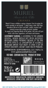 Muriel Crianza – Back Label – Non-Vintage
