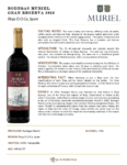 2015 Muriel Gran Reserva – Fact Sheet