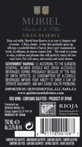 Muriel Gran Reserva – Back Label – Non-Vintage