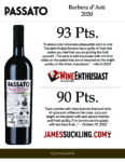 2020 Passato Barbera d’Asti Superiore, Made with Organic Grapes – Accolades Sell Sheet