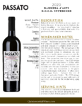 2020 Passato Barbera d’Asti Superiore, Made with Organic Grapes – Fact Sheet
