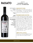2023 Passato Barbera d’Asti Superiore, Made with Organic Grapes – Fact Sheet