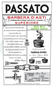 Passato Barbera d’Asti Superiore, Made with Organic Grapes – Front Label – Non-Vintage