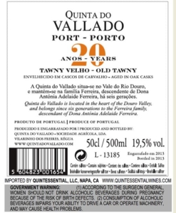 Quinta do Vallado 20 year Old Tawny – Back Label