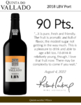2018 Quinta do Vallado LBV Port – 90 points, Wine Advocate – Accolade Sell Sheet