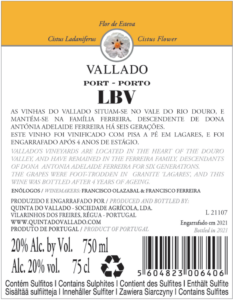 Quinta do Vallado LBV Port – Back Label – Non-Vintage