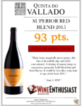 2015 Quinta do Vallado Superior Douro Red – 93 points, Wine Enthusiast – Accolade Sell Sheet