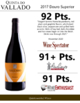 2017 Quinta do Vallado Superior Douro Red – Accolades Sell Sheet