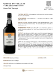 2020 Quinta do Vallado Vintage Port – Fact Sheet