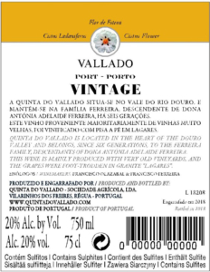 Quinta do Vallado Vintage Port – Back Label – Non-Vintage