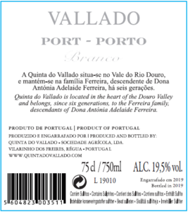 Quinta do Vallado White Port – Back Label