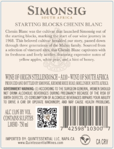 Simonsig Chenin Blanc – Back Label – 2024 & After