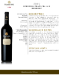 2015 Simonsig Frans Malan Reserve – Fact Sheet