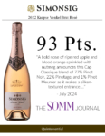 2022 Simonsig Kaapse Vonkel Brut Rose – 93 points, The Somm Journal – Accolade Sell Sheet