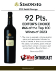 2019 Simonsig Redhill Pinotage – 92 points, Wine Enthusiast – Accolade Sell Sheet