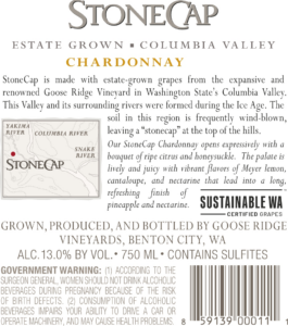 StoneCap Chardonnay – Back Label – Non-Vintage