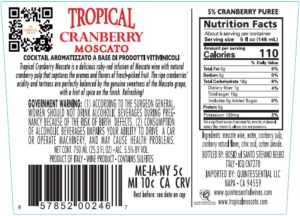 Tropical Cranberry Moscato – Back Label
