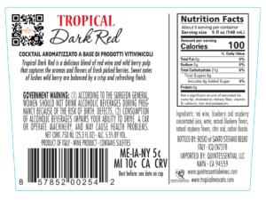 Tropical Dark Red Semi Sweet – Back Label