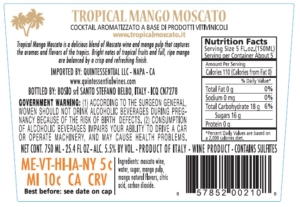 Tropical Mango Moscato – Back Label