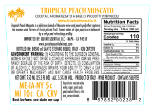 Tropical Peach Moscato – Back Label