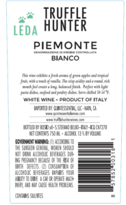 Truffle Hunter Leda Bianco – Back Label – Non-Vintage