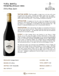 2021 Viña Eguía Tempranillo – Fact Sheet