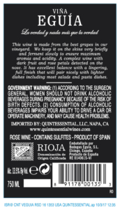Viña Equía Rosado – Back Label – Non-Vintage
