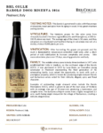2014 Bel Colle Barolo DOCG Riserva – Fact Sheet