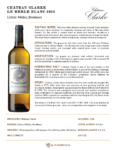 2023 Château Clarke Le Merle Blanc – Fact Sheet