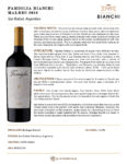 2023 Famiglia Bianchi Malbec – Fact Sheet