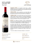 2021 Luis Alegre Crianza – Fact Sheet
