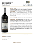 2019 Muriel Reserva – Fact Sheet