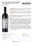 2022 Passato Barbera d’Alba, Made with Organic Grapes – Fact Sheet