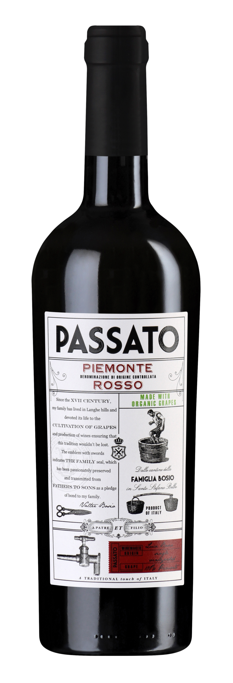 Passato Piemonte DOC Rosso, Made with Organic Grapes - Bottle - Non-Vintage
