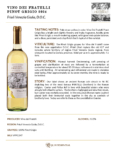 2024 Vino dei Fratelli Pinot Grigio – Fact Sheet